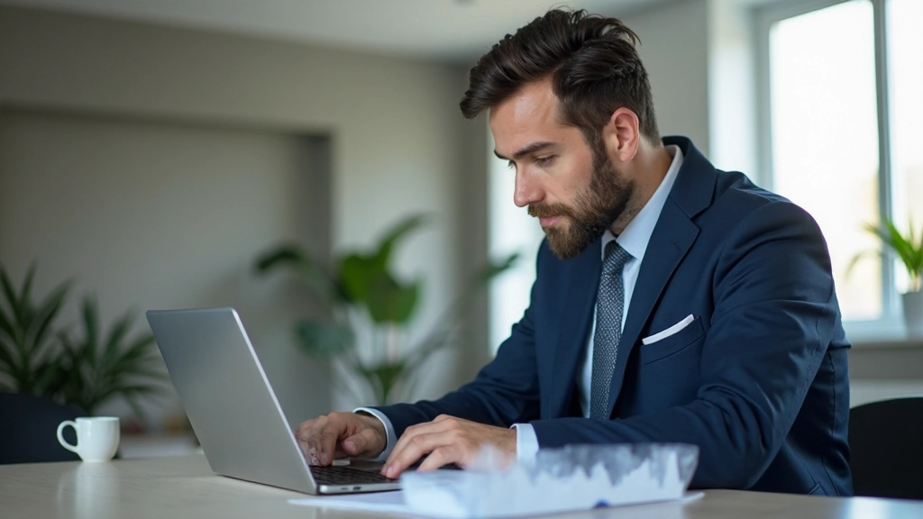 Профессиональный финансовый консультант анализирует диаграммы на рабочем столе с ноутбуком