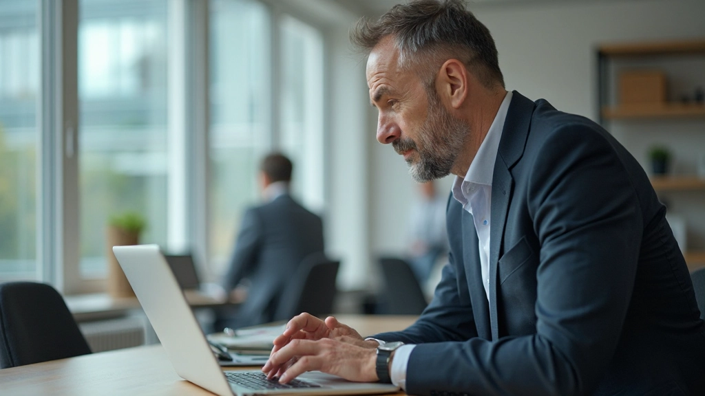 Инвестор анализирует портфель акций на компьютере с графиками роста